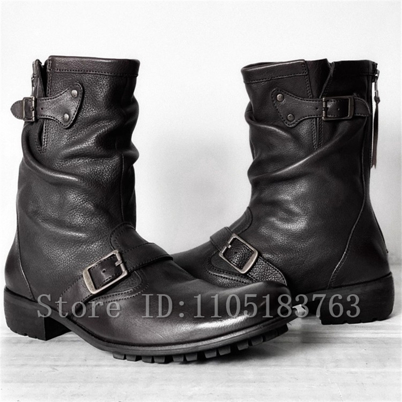 Women Electronic Accessories - Czarne botki motocyklowe w stylu retro