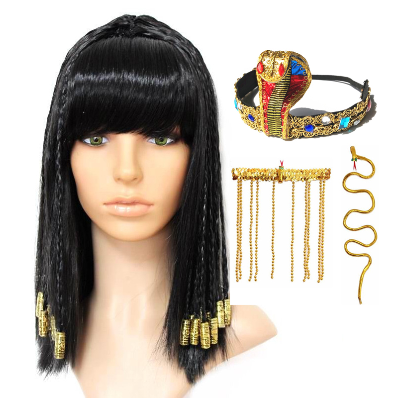 Women Accessories In Egypt - Peruka Kleopatra Kobieta Egipska Królowa Czarne